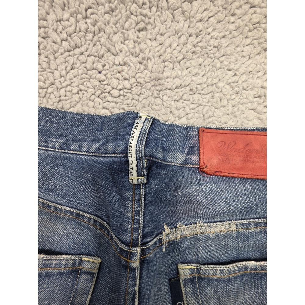 WODEN Selvedge Denim Jeans Womens Sz 0 Blue Straight‎ Leg Redline Button - Picture 13 of 13